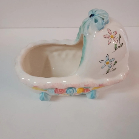 Vintage Neidco Japan Ceramic Baby Bassinet Planter - Picture 4 of 10